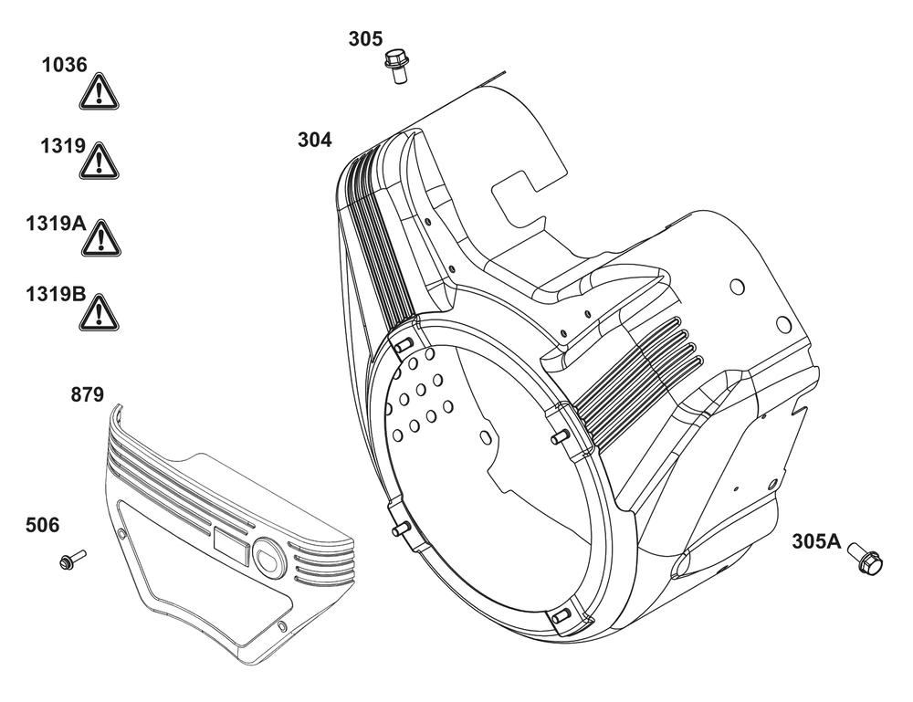 Blower Housing Group Diagram and Parts List for 385447-0405-G1  Briggs and Stratton Engine